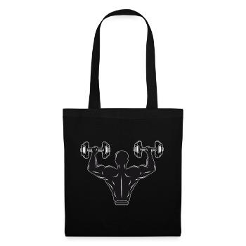Gym motif black and white - bodybuilder with weights - Tote Bag - black - Front