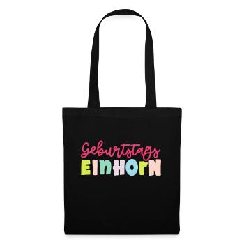 Geburtstags EINHORN - Stoffbeutel - Schwarz - Vorne