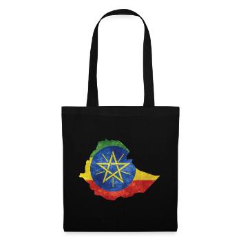 Ethiopie - Frontière nationale en drapeau national - Sac en tissu - noir - Devant