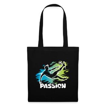 Passion – Conception de ballons de football pour de vrais footballeurs - Sac en tissu - noir - Devant