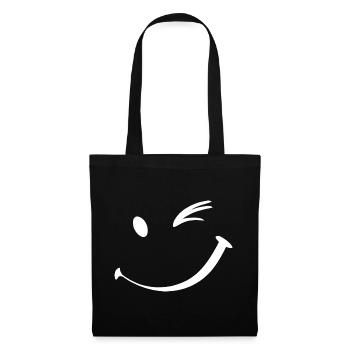 Clin d’œil, sourire clignant de l’œil - Sac en tissu - noir - Devant