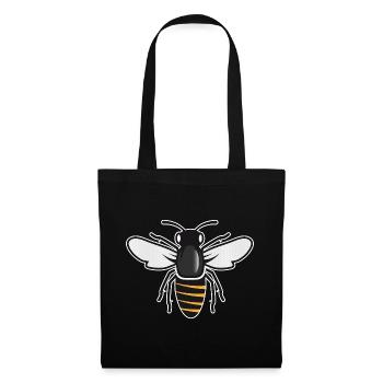 Stilisierte Biene - Insektenmotiv im Patch-Stil - Stoffbeutel - Schwarz - Vorne