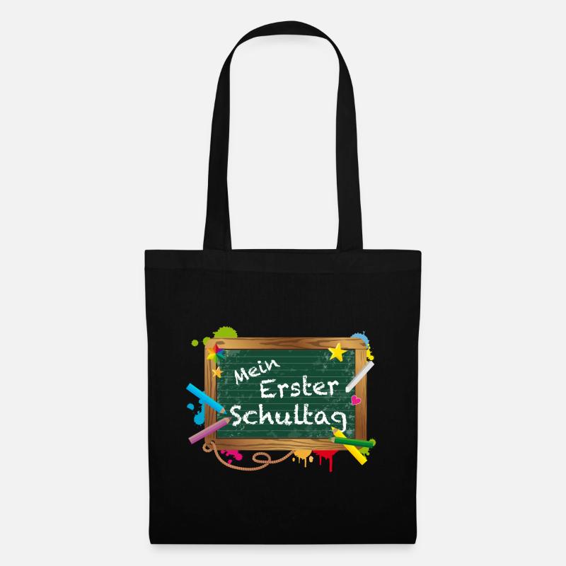 Bunte Schultafel mit fröhlicher Typografie - Stoffbeutel - Schwarz