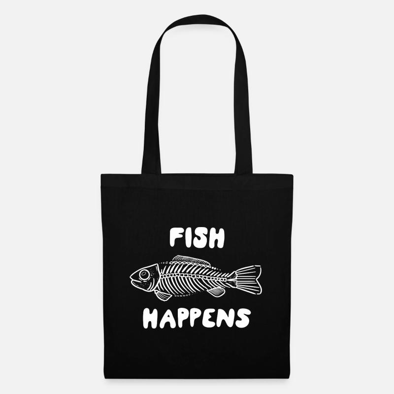 Fish Happens – Funny Fish Skeleton Design - Tote Bag - black