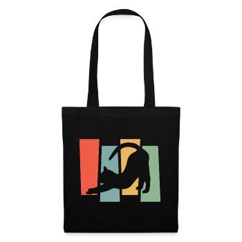 Cat silhouette in front of color blocks - Tote Bag - black - Front