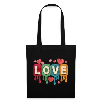 Love Colorful Knitwear Hearts Romantic Love - Tote Bag - black - Front