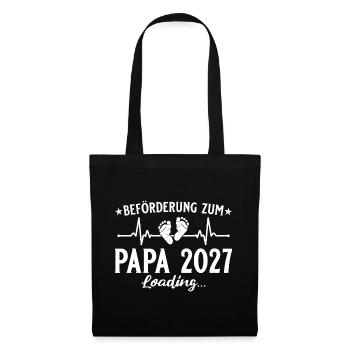 Beförderung zum Papa 2027 Loading Geschenk - Stoffbeutel - Schwarz - Vorne