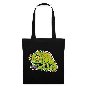 Chameleon Gamer Controller Video Games Mascot - Tote Bag - black - Front