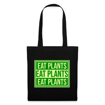 Eat Plants Funny Vegan Vegetarian Statement Logo - Tote Bag - black - Front
