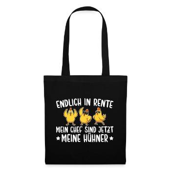 Rente Mein Chef sind meine Hühner Landwirt - Stoffbeutel - Schwarz - Vorne