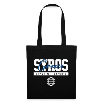 Syros Griechenland Koordinaten Reise Souvenir - Stoffbeutel - Schwarz - Vorne
