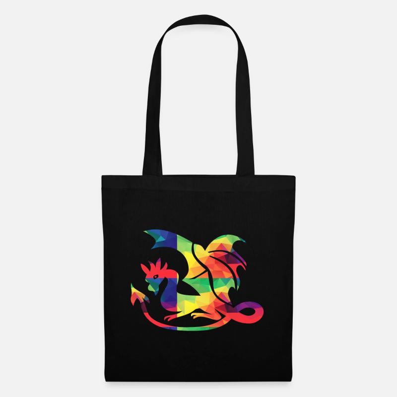 Bunter Drache - Stoffbeutel - Schwarz