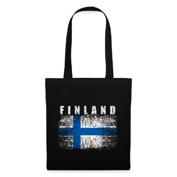 Finnland Flagge 008 AllroundDesigns - Stoffbeutel - Schwarz - Vorne