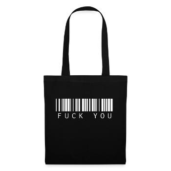 Fuck You Fuck Off Strichcode Barcode Cooler Spruch - Stoffbeutel - Schwarz - Vorne