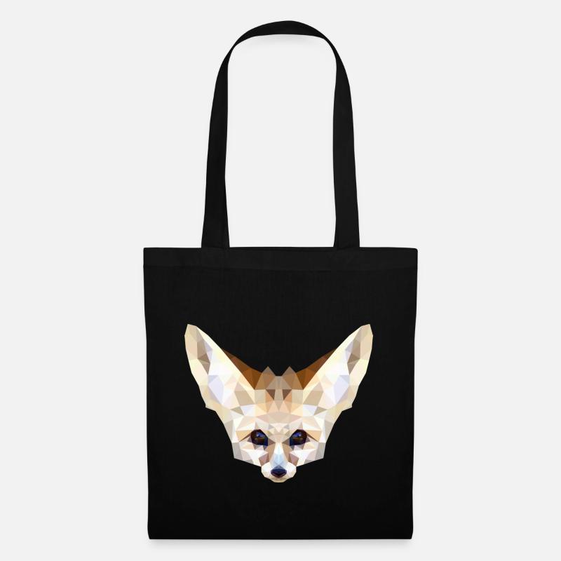 Fennec low poly - Stoffbeutel - Schwarz