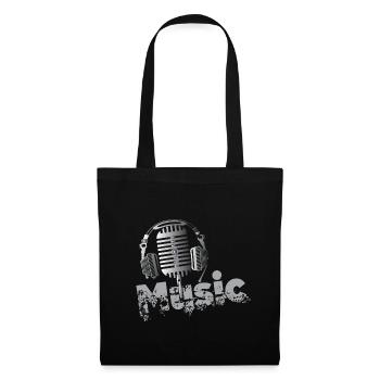 Musique Chanteur chanteuse micro cadeau - Sac en tissu - noir - Devant