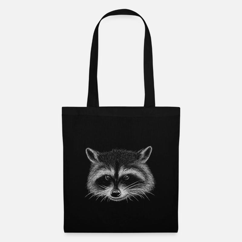 Süßer frecher Waschbär Dieb Illustration Geschenk - Stoffbeutel - Schwarz