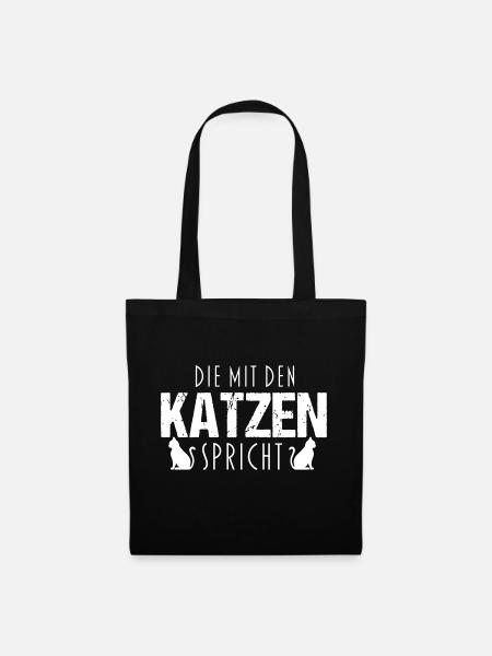 Die mit den Katzen spricht - Stoffbeutel - Schwarz