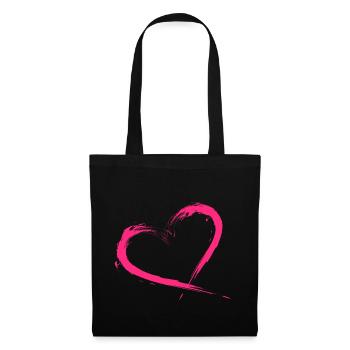 Pinceau Heart Design rose rose Nouvelle variante - Sac en tissu - noir - Devant