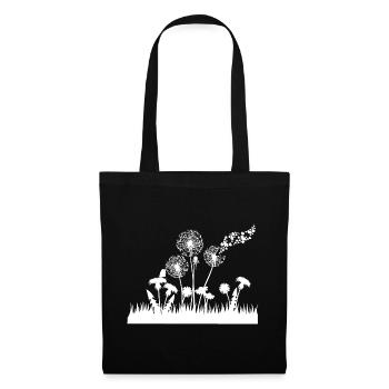 Pusteblumen Silhouette auf Gras - Stoffbeutel - Schwarz - Vorne