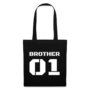 Design de t-shirt avec imprimé « Brother 01 » - Sac en tissu - noir - Devant