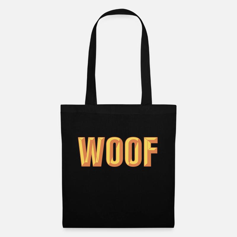 Woof Beveled Text Design - Tote Bag - black
