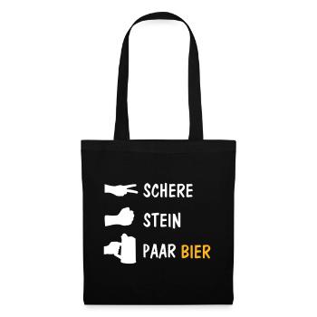 Schere Stein Bier lustig Biergarten Bierzelt - Stoffbeutel - Schwarz - Vorne