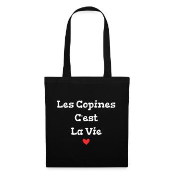les copines c'est la vie - Sac en tissu - noir - Devant