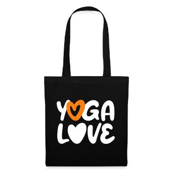Yoga Love Heart Citation Fan Méditation Écriture manuscrite - Sac en tissu - noir - Devant