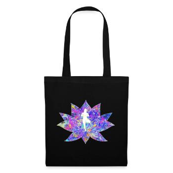 Bunte Lotus Yoga Galaxy Design - Stoffbeutel - Schwarz - Vorne