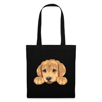 Niedlicher Golden Retriever Welpenkopf - Stoffbeutel - Schwarz - Vorne