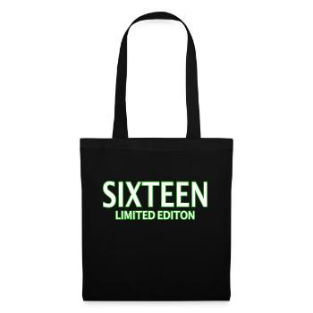 16. Geburtstag 16 Jahre Sechzehn Geschenk - Stoffbeutel - Schwarz - Vorne
