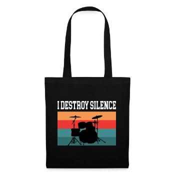 Batteur Batteur Je détruis le silence - Sac en tissu - noir - Devant