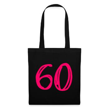 60. 60 ANS. 60e ANNIVERSAIRE. ANNIVERSAIRE 60 ANS. - Sac en tissu - noir - Devant