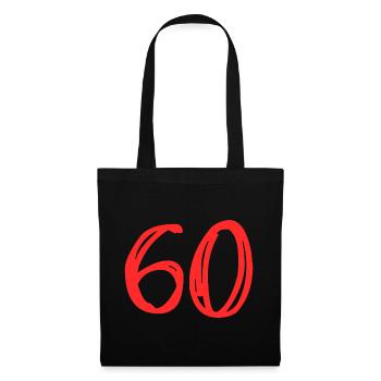 60. 60 ANS. 60e ANNIVERSAIRE. ANNIVERSAIRE 60 ANS. - Sac en tissu - noir - Devant