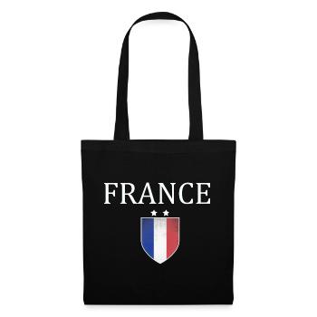 France, Frankreich, Logo - Stoffbeutel - Schwarz - Vorne