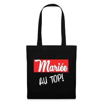 JUST MARRIED. EVJF. SAINT VALENTIN. COUPLE - Sac en tissu - noir - Devant