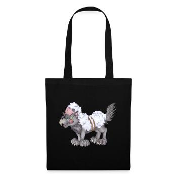 Lustiger Wolf im Schafspelz Geschenk Humor - Stoffbeutel - Schwarz - Vorne