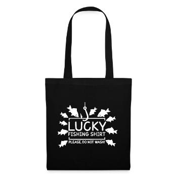 Lucky Fishin Shirt mit Fisch Motiv - Stoffbeutel - Schwarz - Vorne