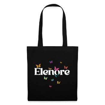 Beau prénom de fille ELENORE avec des papillons - Sac en tissu - noir - Devant