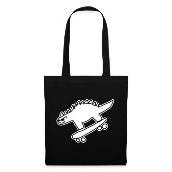 Dino sur skateboard – Style kawaii et urbain - Sac en tissu - noir - Devant