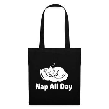 Sieste de sommeil de chat toute la journée - Sac en tissu - noir - Devant