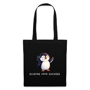 Cute Penguin "Sliding into Success" Quote - Tote Bag - black - Front