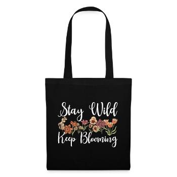 Stay Wild Keep Blooming Floral - Stoffbeutel - Schwarz - Vorne