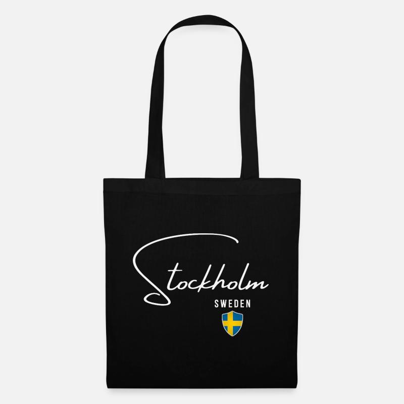 Stockholm, Schweden, minimalistisches, elegantes Design - Stoffbeutel - Schwarz