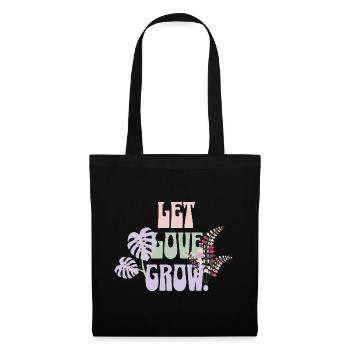 Laissez l’amour grandir – Design rétro botanique - Sac en tissu - noir - Devant