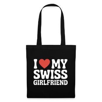 I love my swiss girlfriend Valentinstag Schweizer - Stoffbeutel - Schwarz - Vorne