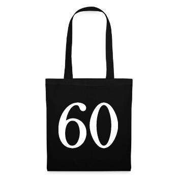 60. 60 ANS. 60e ANNIVERSAIRE. ANNIVERSAIRE 60 ANS. - Sac en tissu - noir - Devant