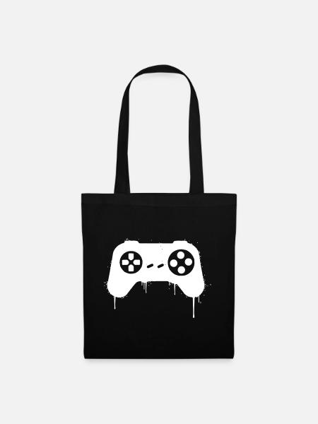 Gamepad Graffiti Tropfen - Stoffbeutel - Schwarz