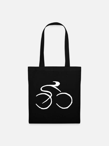 Rennrad Linienkunst Weiß - Stoffbeutel - Schwarz